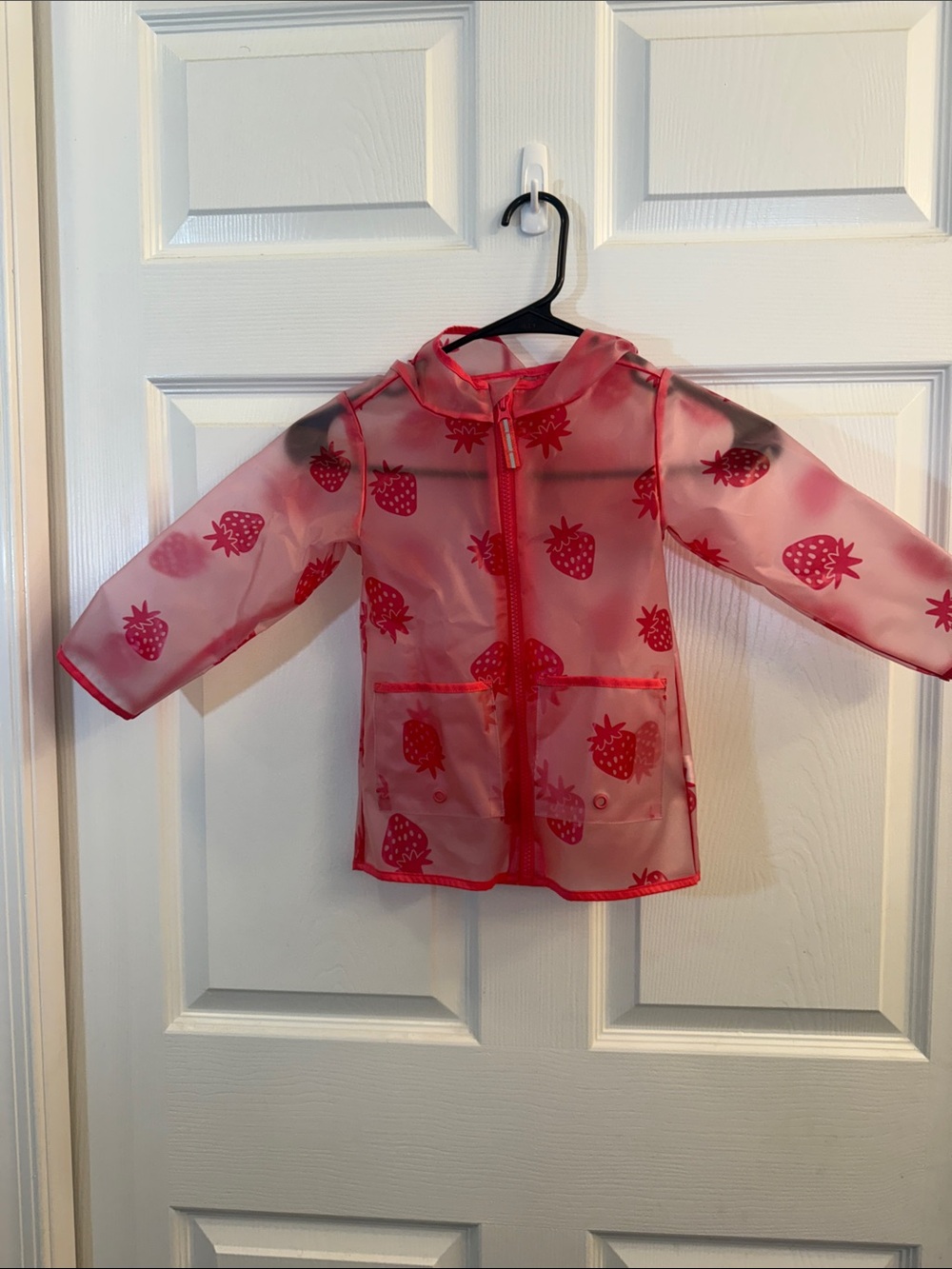 Cat & Jack Pink Strawberry Hooded Kids Raincoat